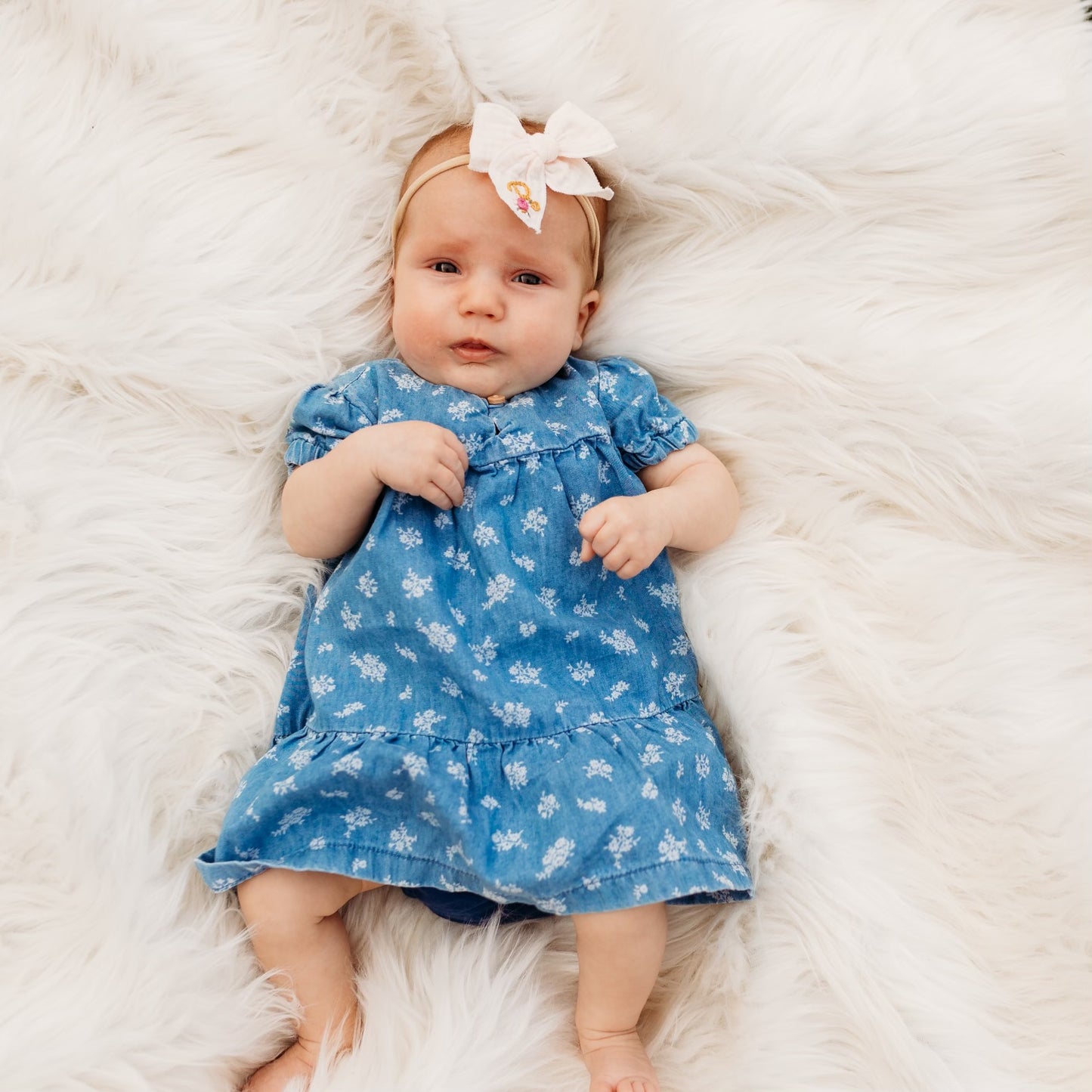 Personalized Gauze Fable Bows on Nude Nylon
