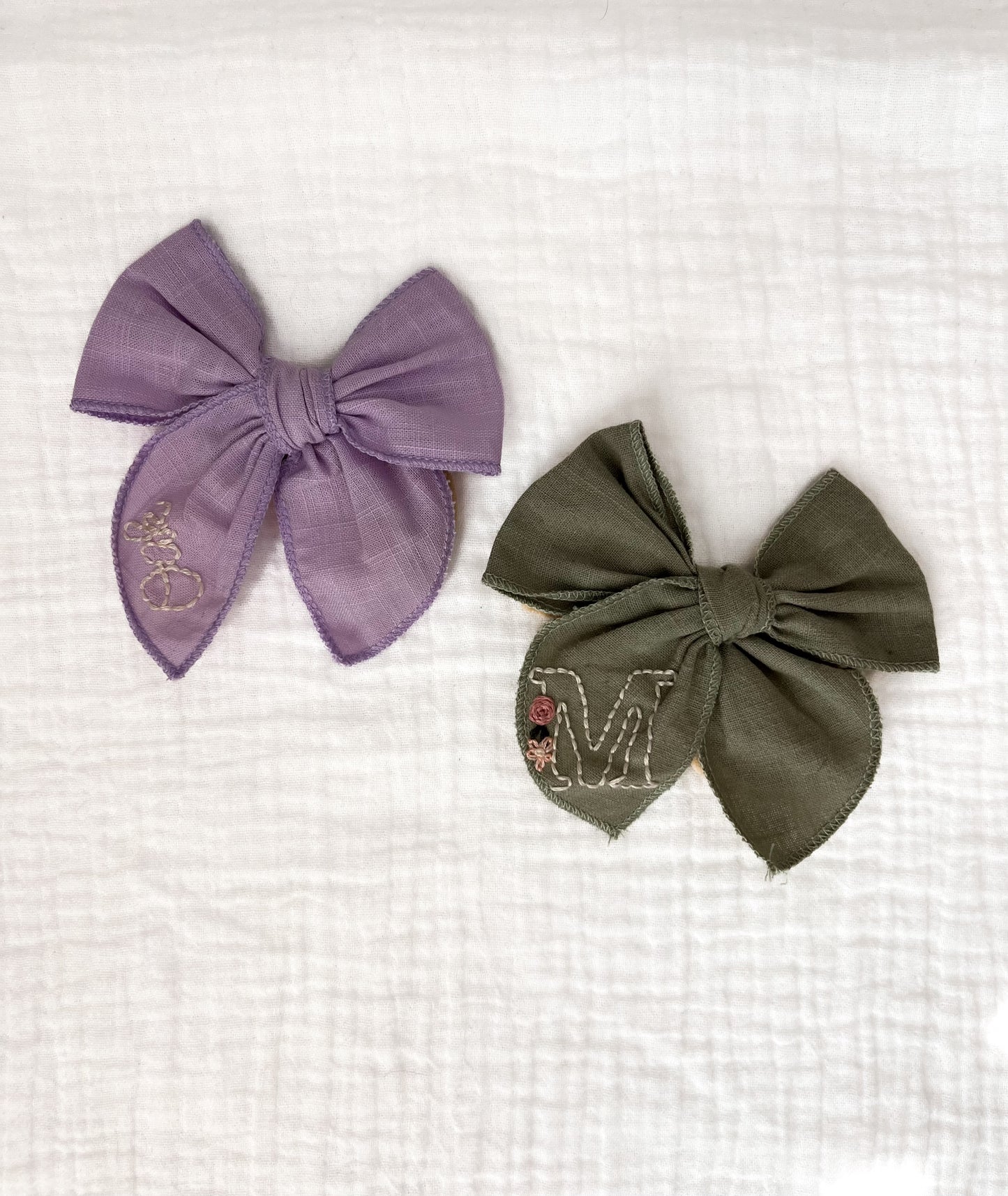 Personalized Linen Fable Bows on Nude Nylon