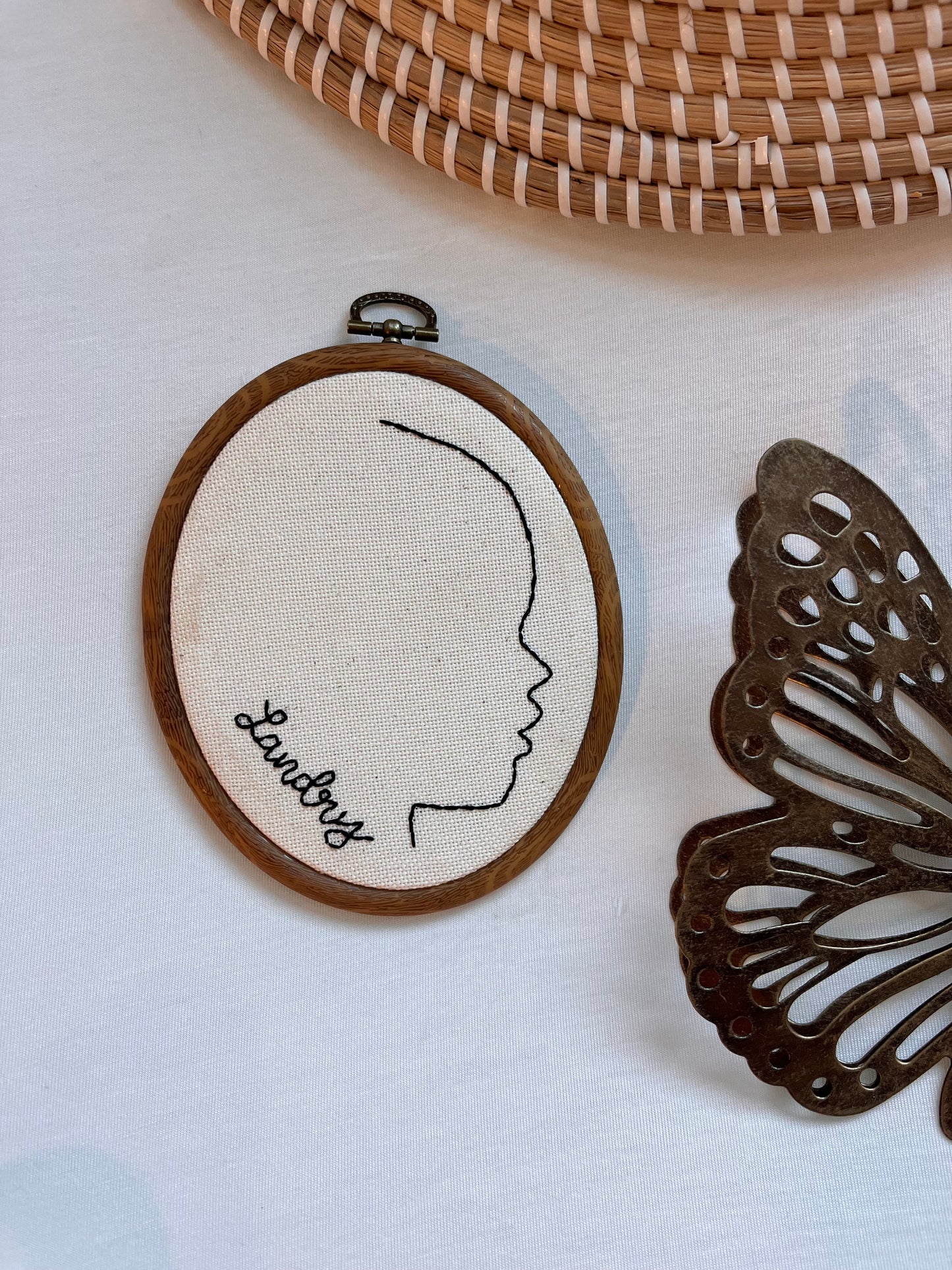 Custom Hand Embroidered Silhouette Hoop