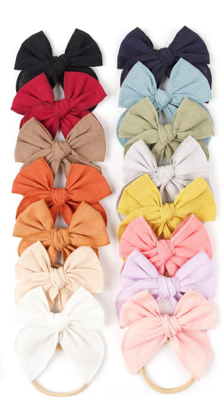 Personalized Linen Fable Bows on Nude Nylon