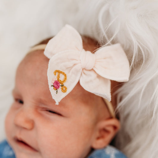 Personalized Gauze Fable Bows on Nude Nylon