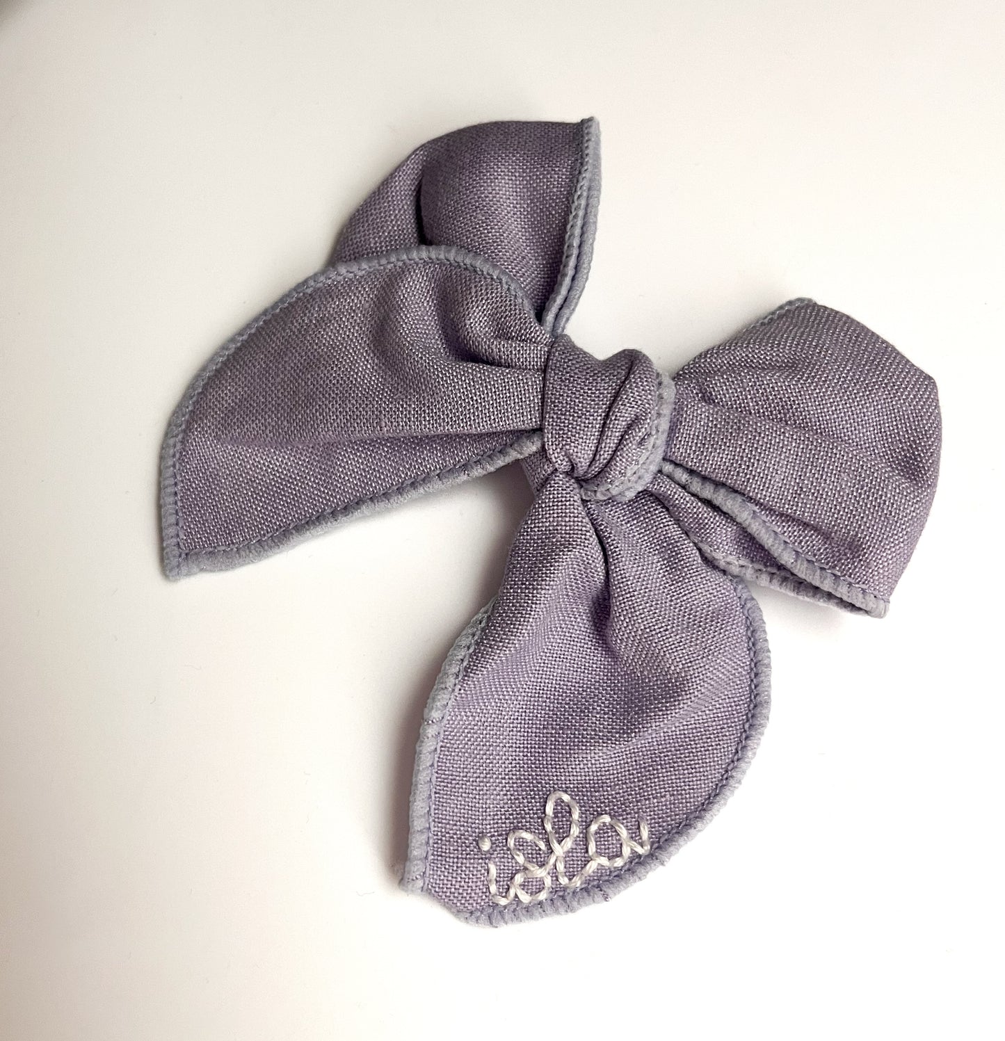 Personalized Linen Fable Bows on Flat Clips--MINI