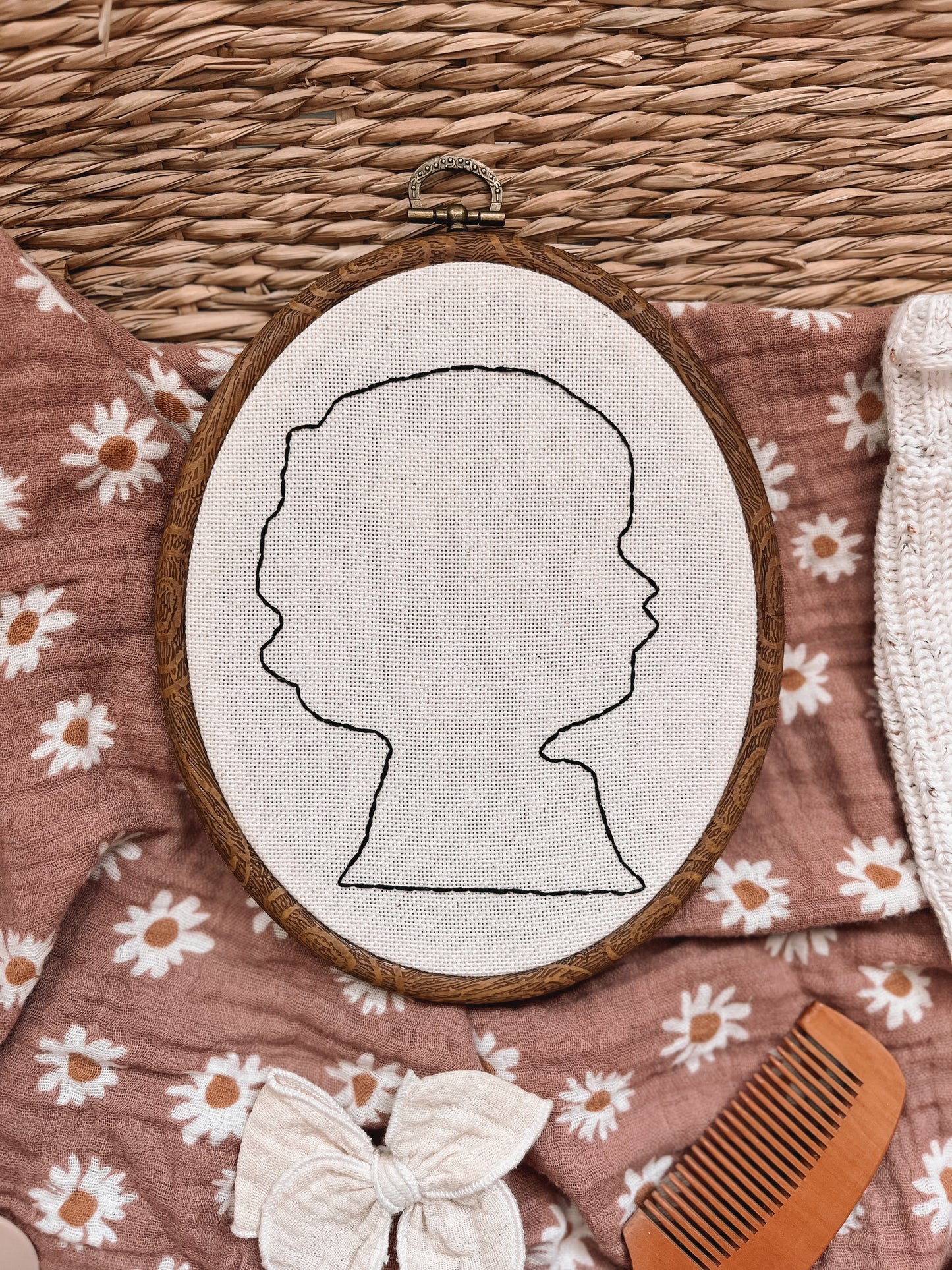 Custom Hand Embroidered Silhouette Hoop