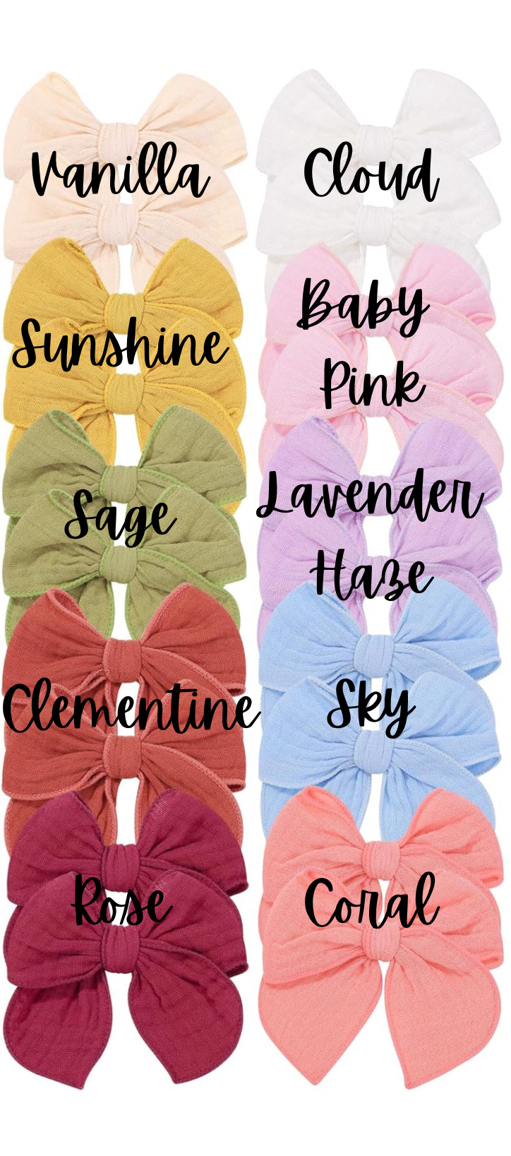 Personalized Gauze Fable Bows on Flat Clips--Mini